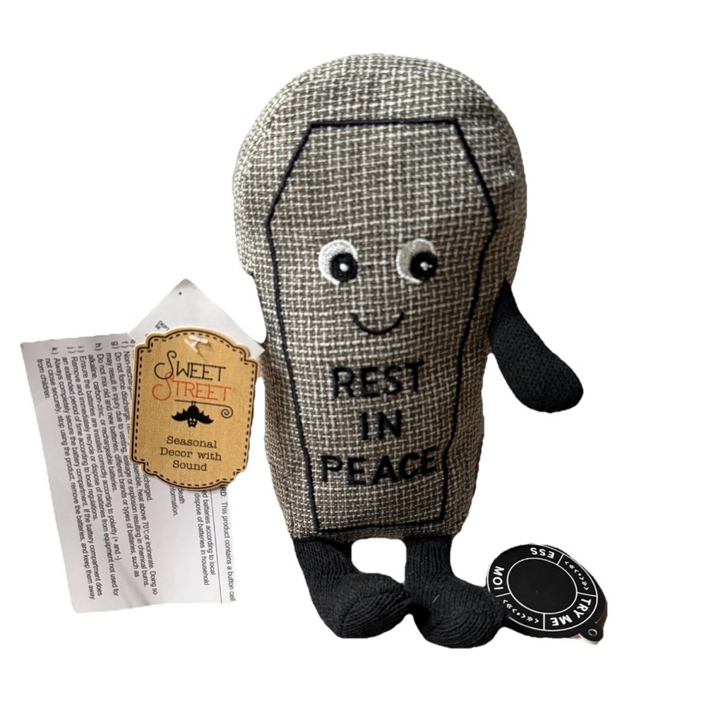 Sweet Street Halloween Coffin RIP Tombstone 9x5"Creepy  Sound Effects‎ Animated
